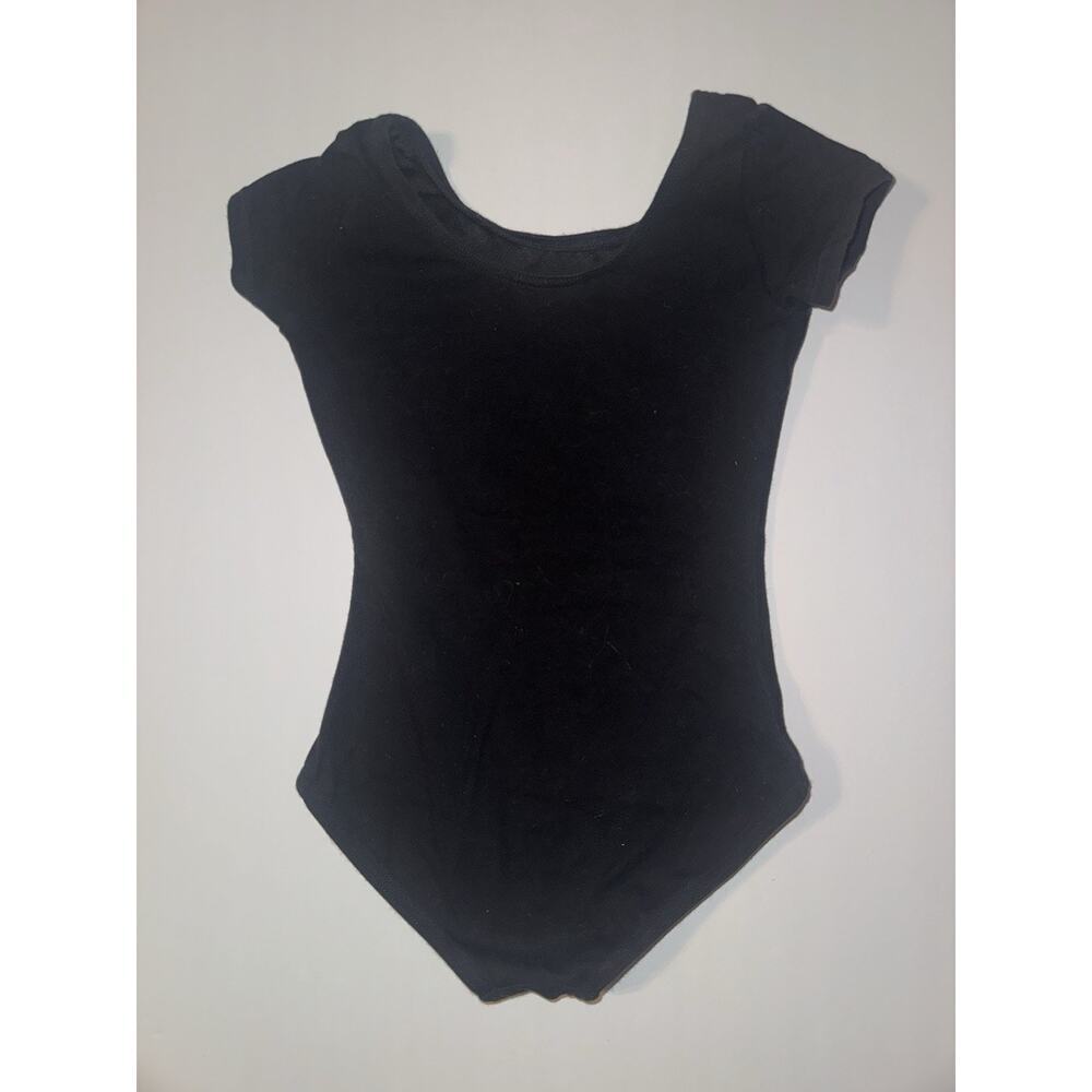 Capezio Girls Black Short Sleeve Dance Leotard Size I Intermediate 6-8